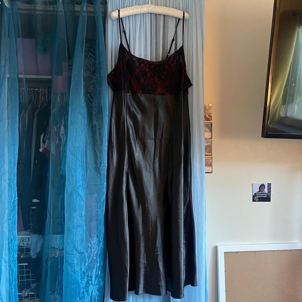 Vampire Lace Black & Red Maxi Slip Dress